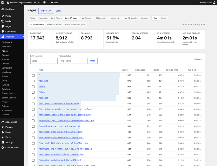 Comparing pages: Two or more pages side by side, at a bookmarkable URL